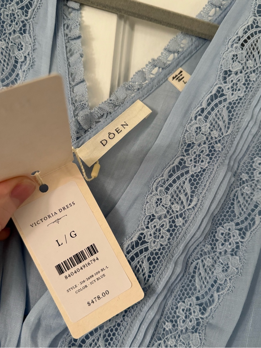 Doen Icy Blue Lace-Trim Victoria Dress - Picture 6 of 8